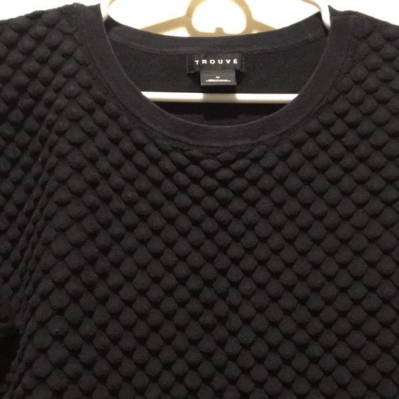 TROUVE raised detail crew neck Sweater/sheer faux top design, 3/4 sleeves size M - Picture 1 of 9